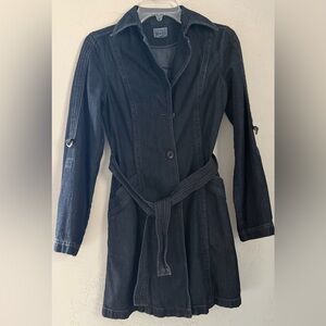 Vintage Women's Converse Trench Coat Denim Jean/Dress in dark blue, Sz XS